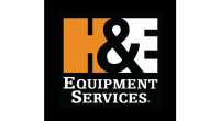 H&E Equipment Services Logo Orange H, White E large block letters with an & connecting them. Equipment Services below on two lines in white all caps